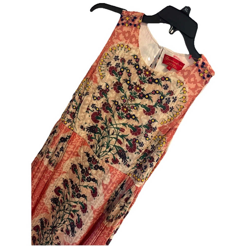 Bhanuni‎ by Jyoti Anthropologie Mixed Floral Tiered Maxi Dress Sequined Sz6 Boho